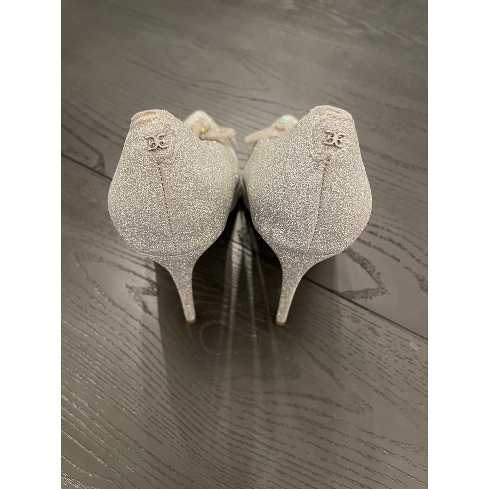 Sam Edelman Silver Glitter Pointed-Toe Bow Pumps - Picture 6 of 10